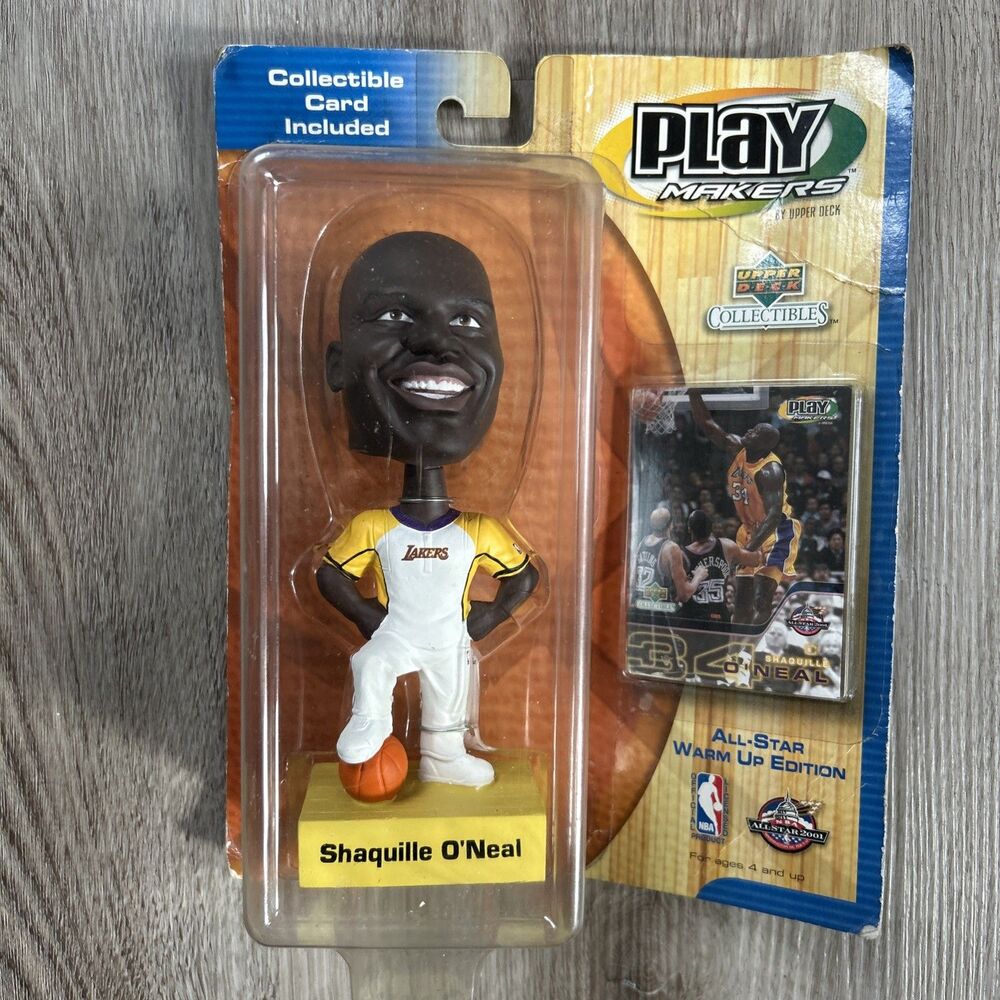 Shaquille O’Neal LA Lakers Play Makers Bobblehead 2001 Collectible Card NBA NEW